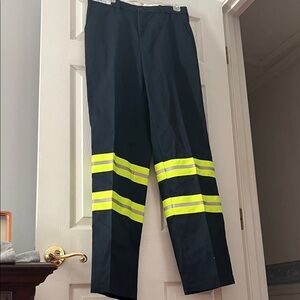 Men's Black Work Pants with Neon Yellow Stripes 32x34